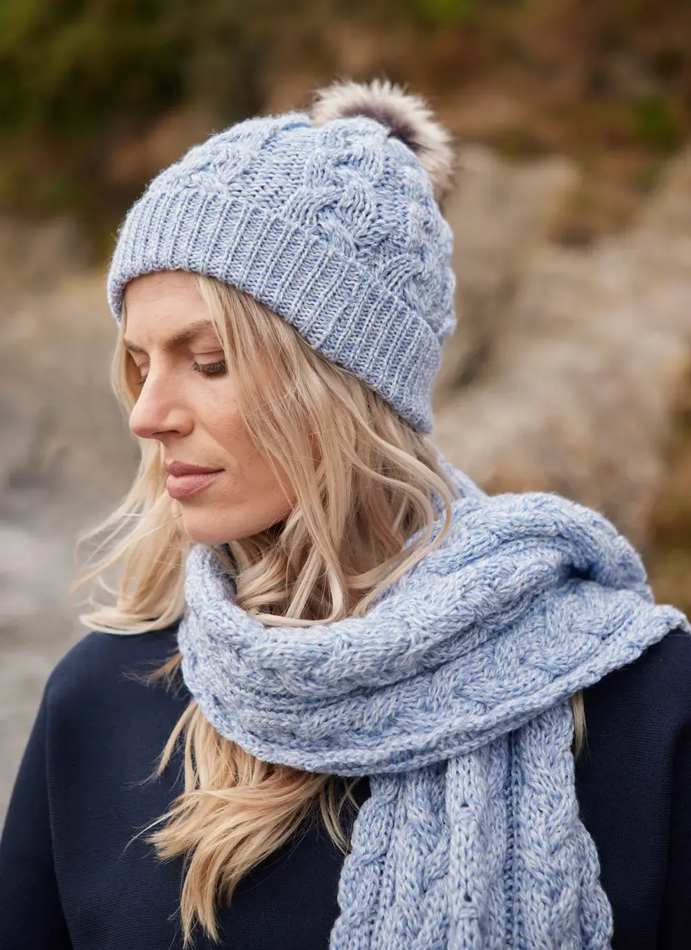 Cable Knit Pom Pom Hat