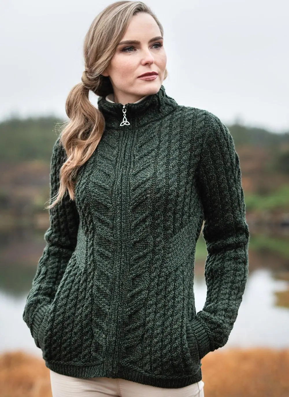 Full Zip Aran Cardigan 