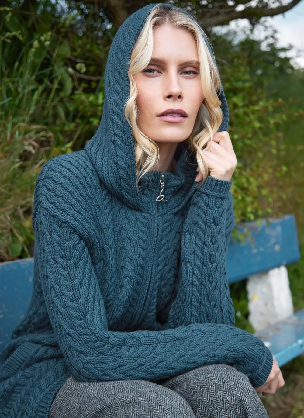 Caitlin Aran Cable Hooded Coatigan