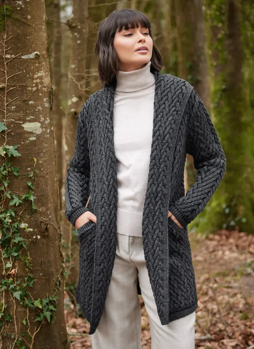 Eimear Aran Cable Knit Hooded Cardigan