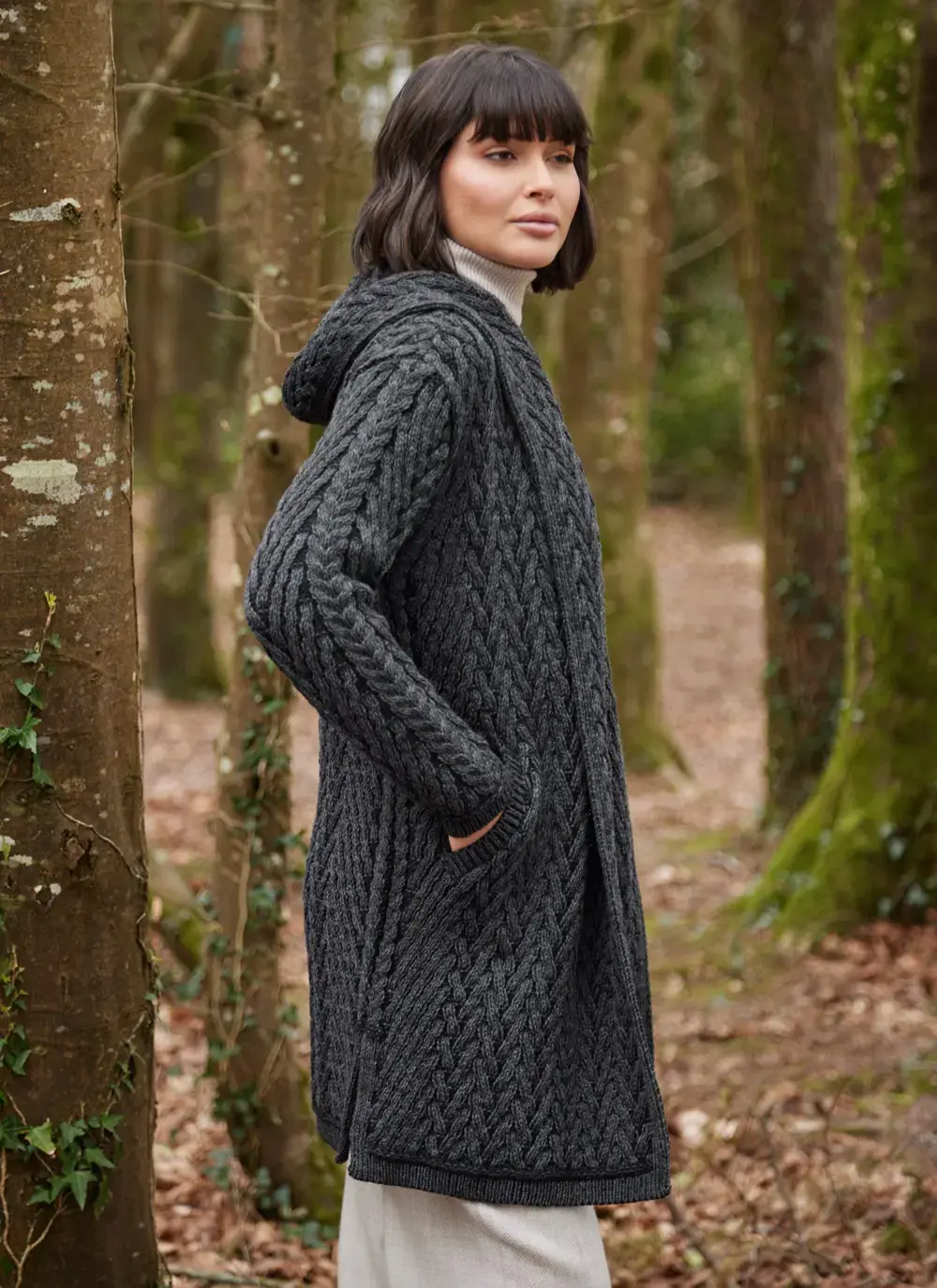 Eimear Aran Cable Knit Hooded Cardigan