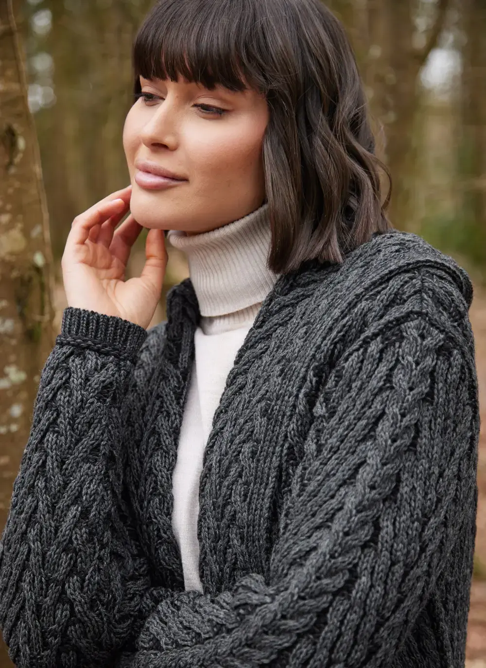 Eimear Aran Cable Knit Hooded Cardigan
