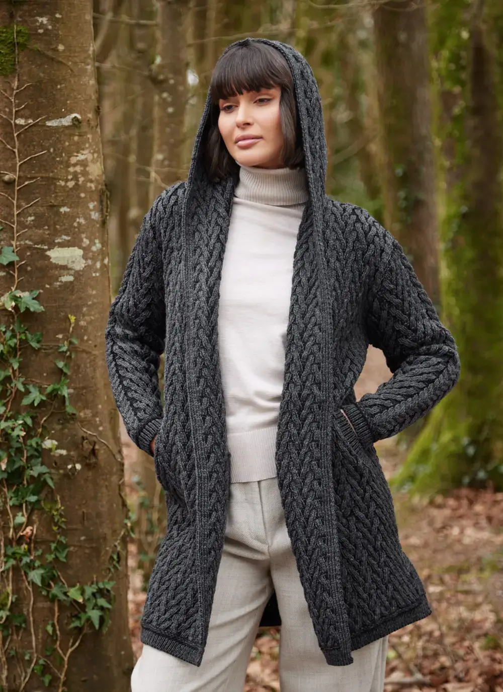Eimear Aran Cable Knit Hooded Cardigan