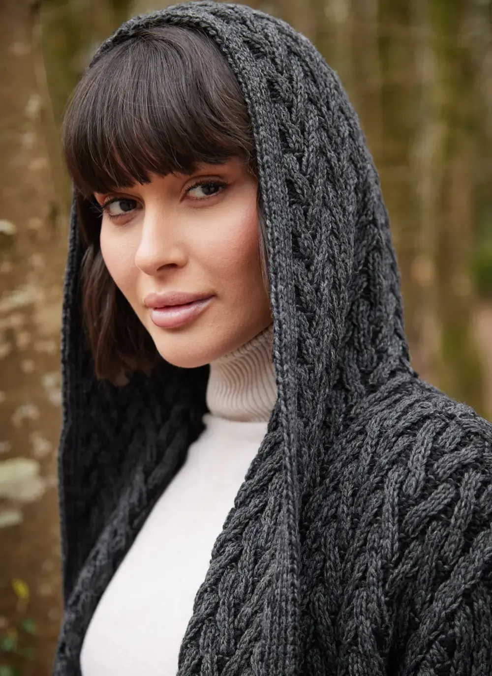 Eimear Aran Cable Knit Hooded Cardigan