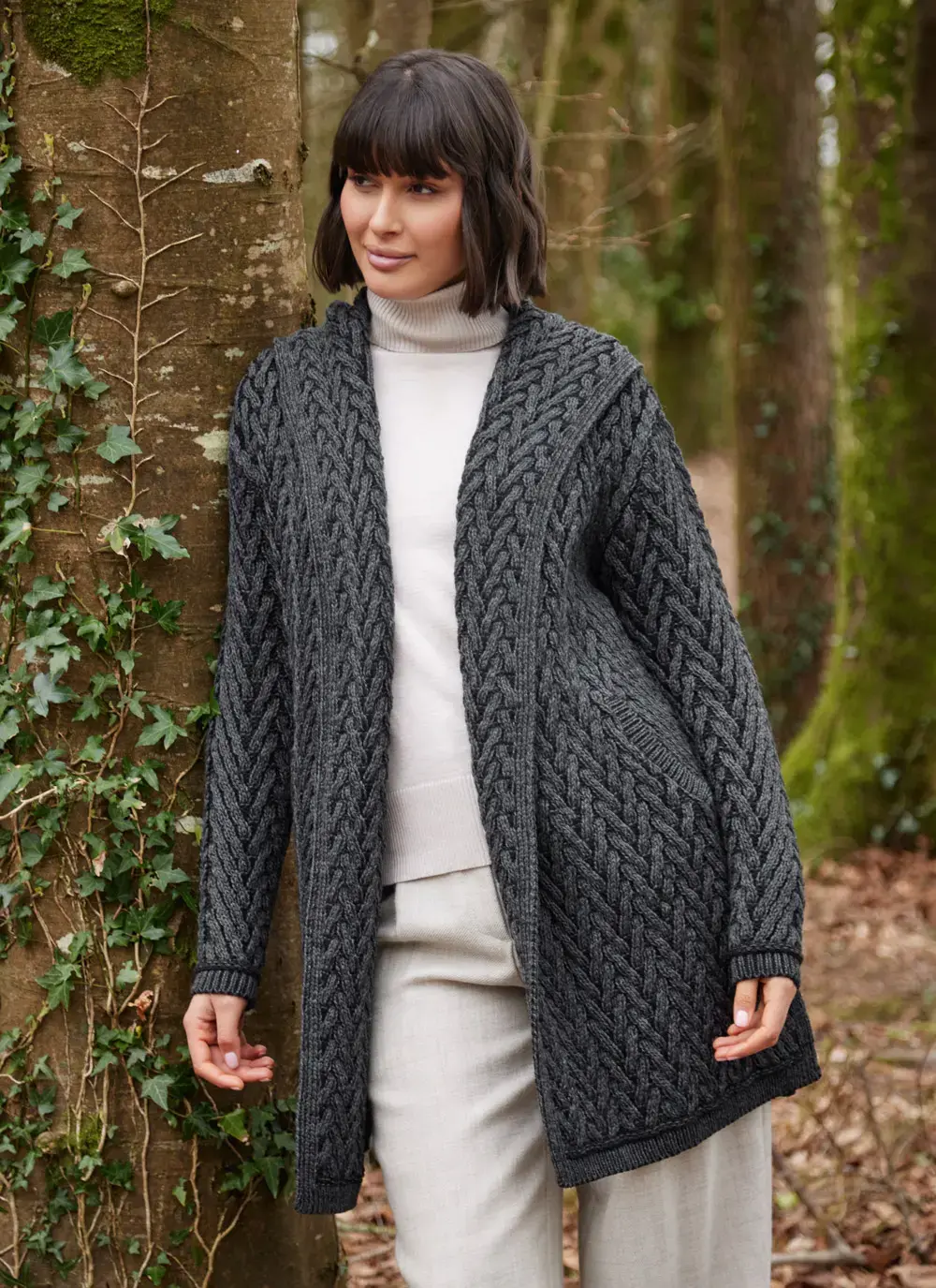 Eimear Aran Cable Knit Hooded Cardigan