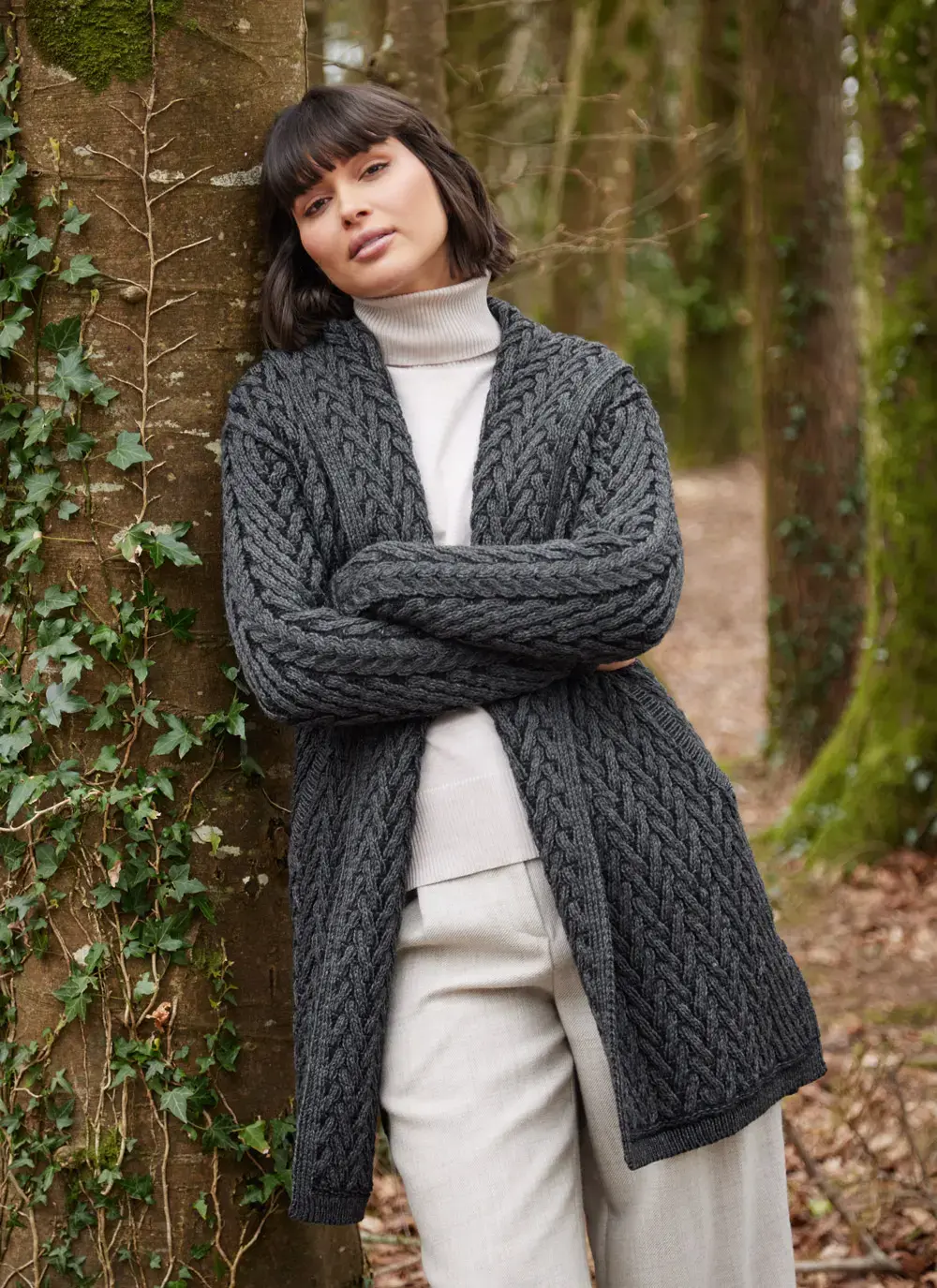 Eimear Aran Cable Knit Hooded Cardigan