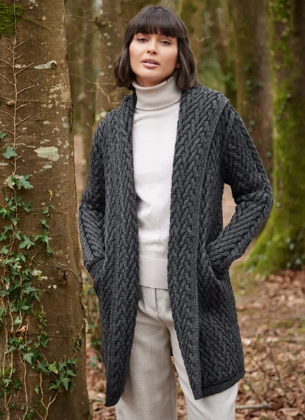 Eimear Aran Cable Knit Hooded Cardigan