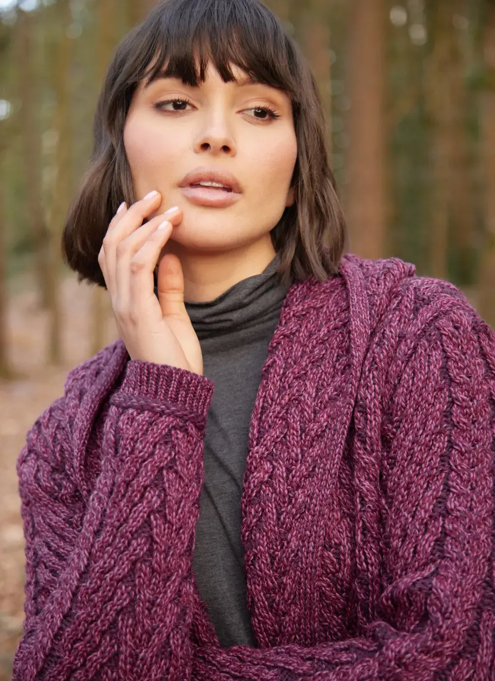 Eimear Aran Cable Knit Hooded Cardigan