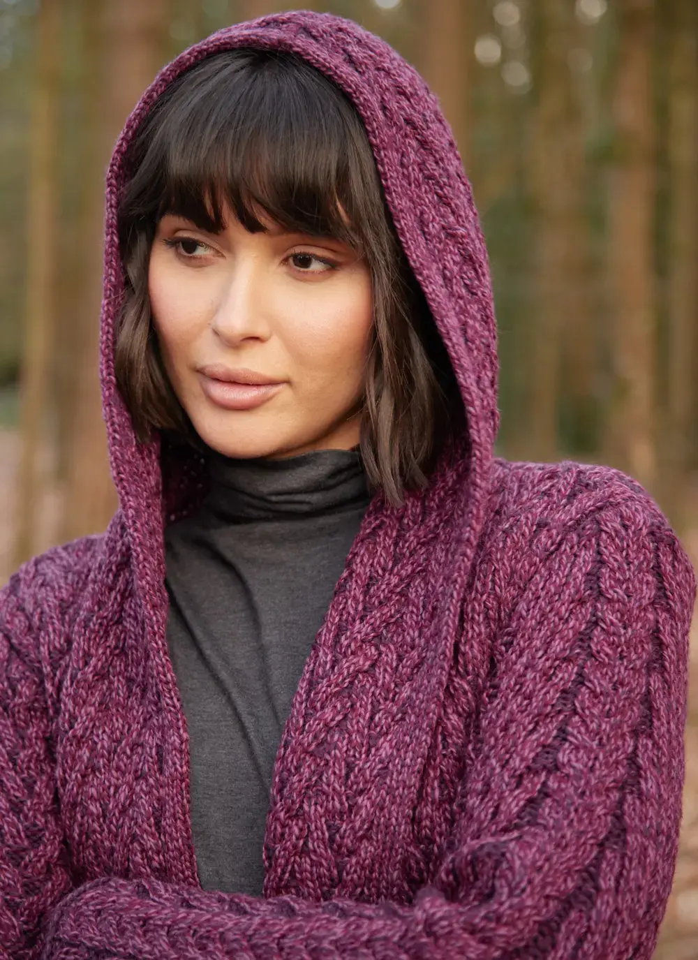 Eimear Aran Cable Knit Hooded Cardigan