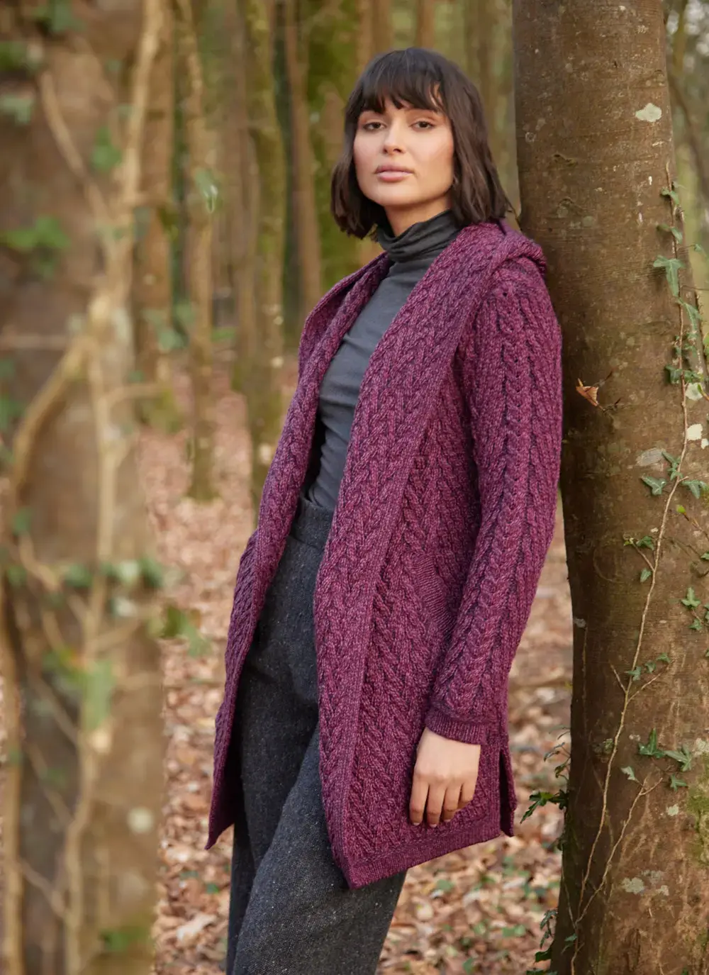 Eimear Aran Cable Knit Hooded Cardigan