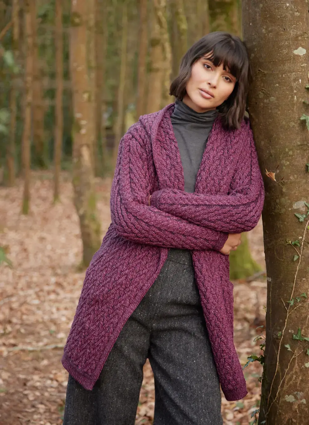 Eimear Aran Cable Knit Hooded Cardigan
