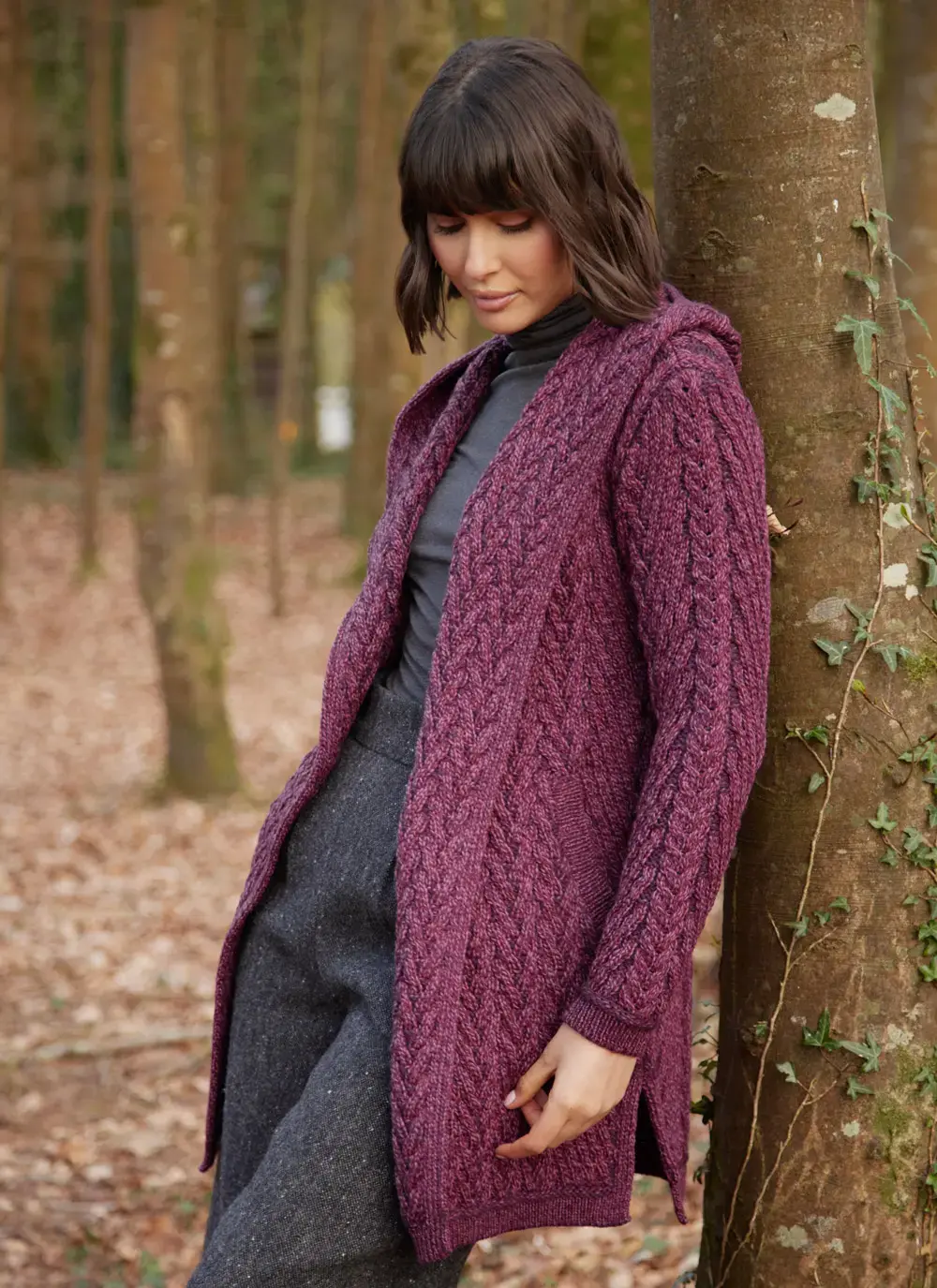 Eimear Aran Cable Knit Hooded Cardigan