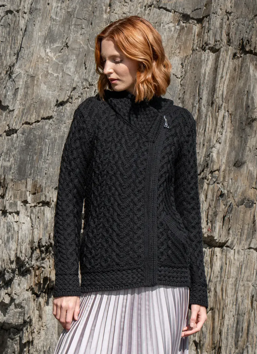 Aran Cable Biker Hoodie