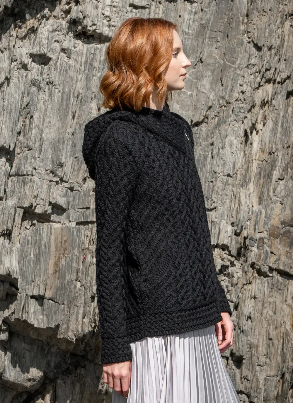 Aran Cable Biker Hoodie
