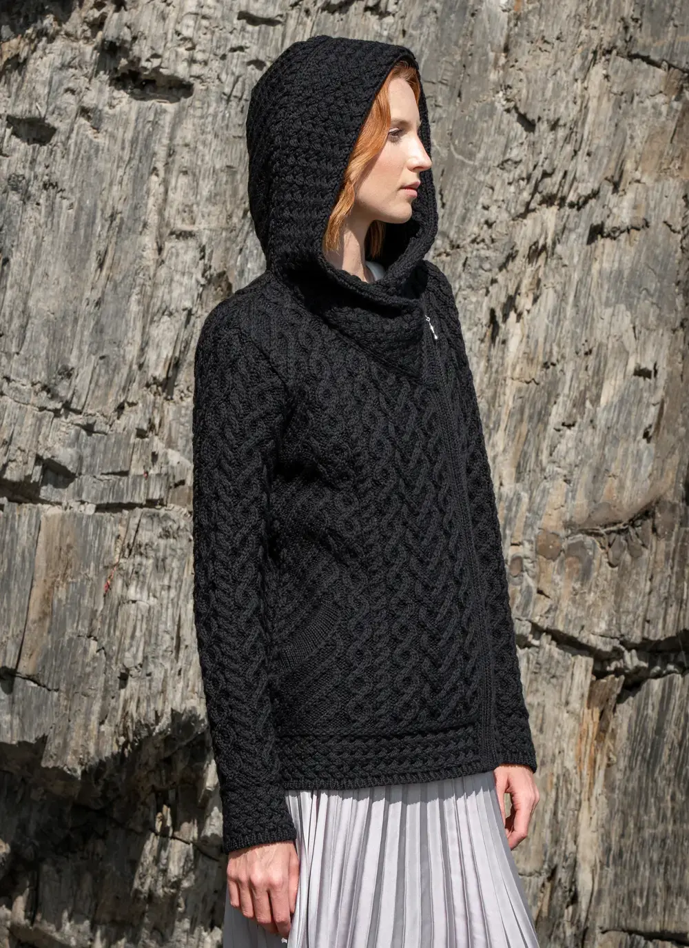Aran Cable Biker Hoodie