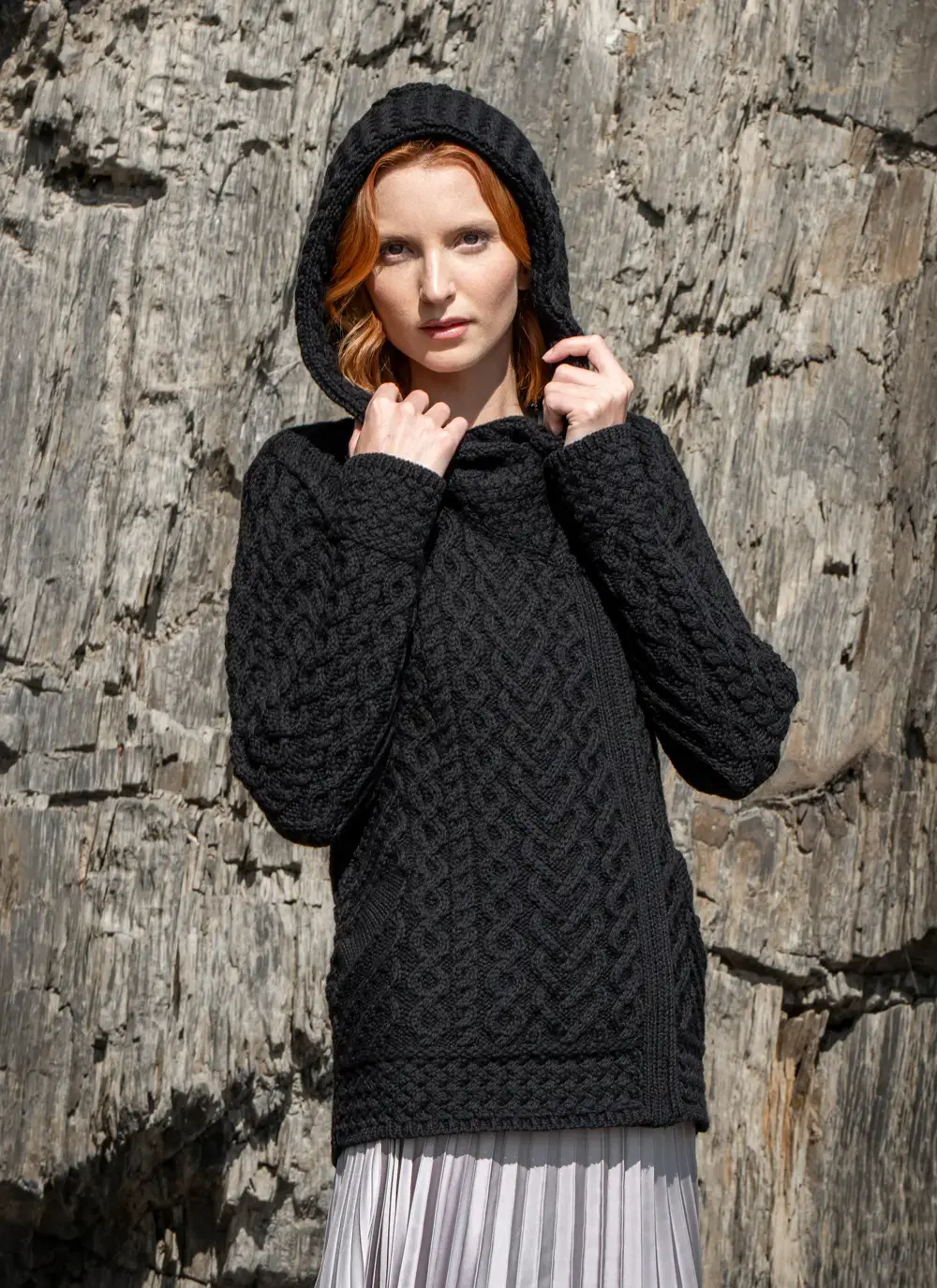 Aran Cable Biker Hoodie