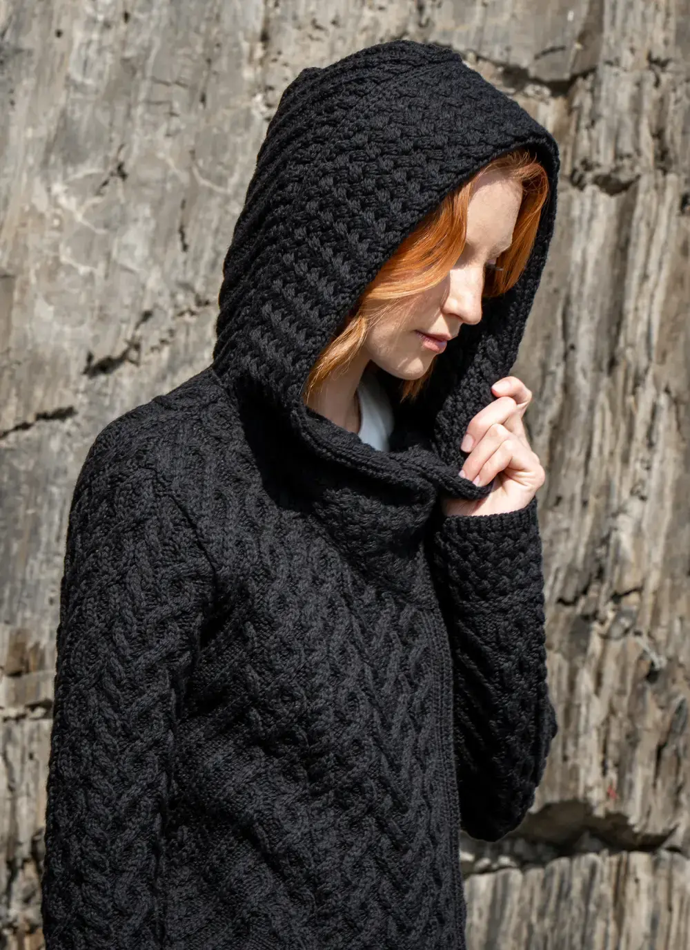 Aran Cable Biker Hoodie
