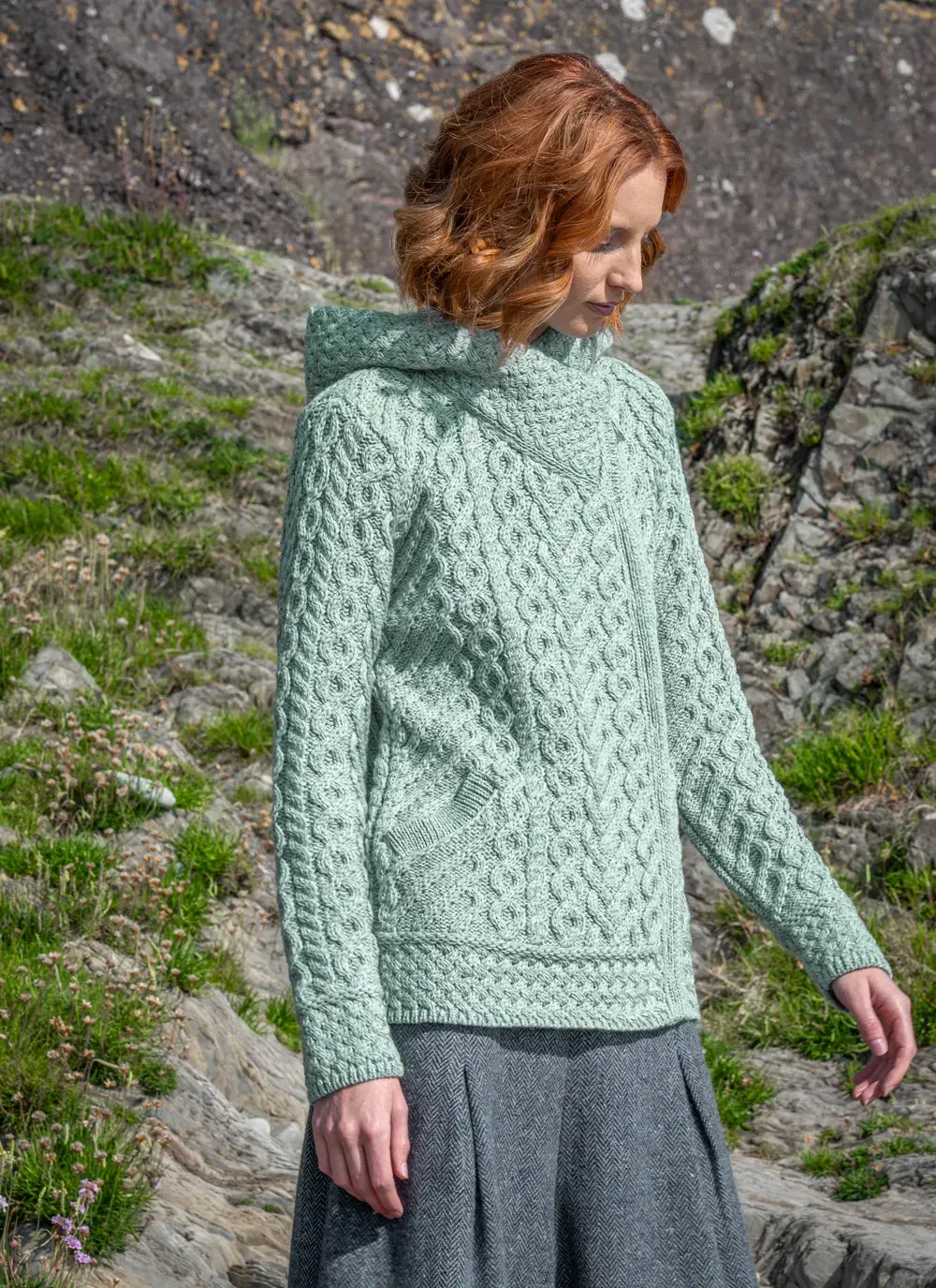 Aran Cable Biker Hoodie
