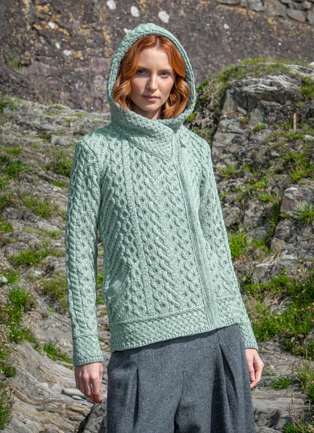 Aran Cable Biker Hoodie
