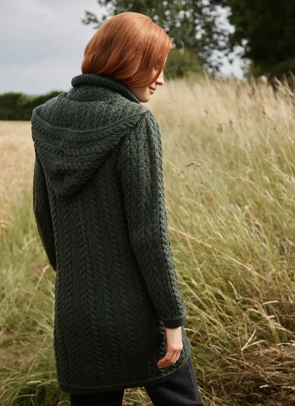 Fiadh Double Layer Hooded Aran Coatigan