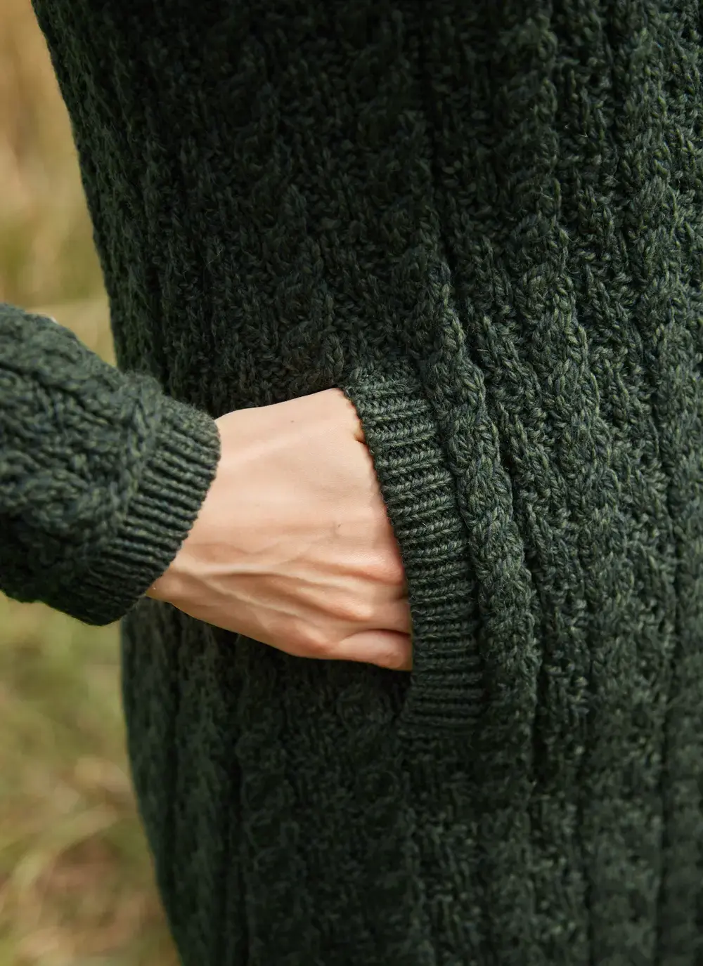 Fiadh Double Layer Hooded Aran Coatigan