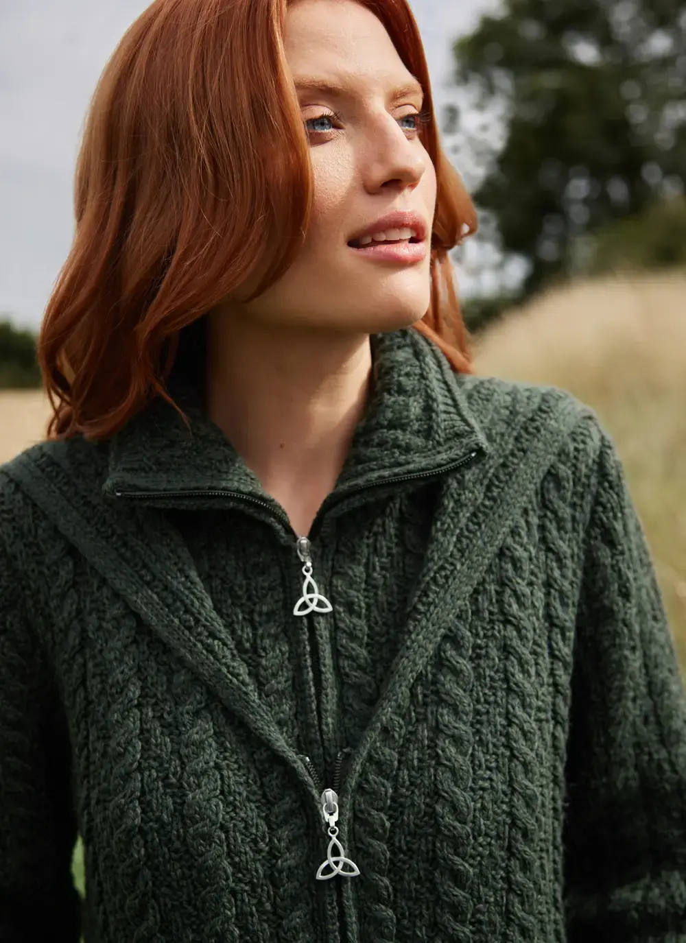 Fiadh Double Layer Hooded Aran Coatigan