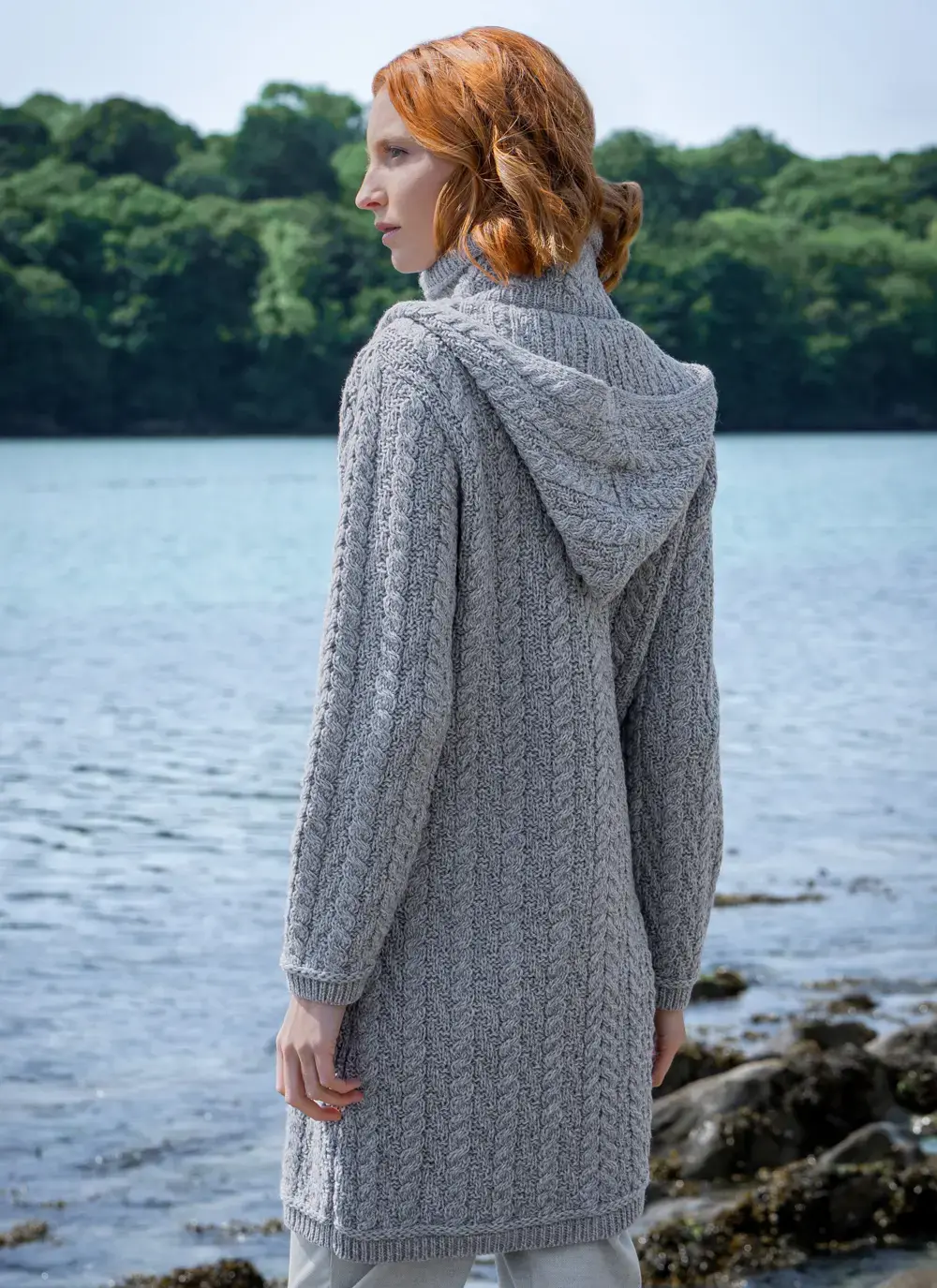 Fiadh Double Layer Hooded Aran Coatigan