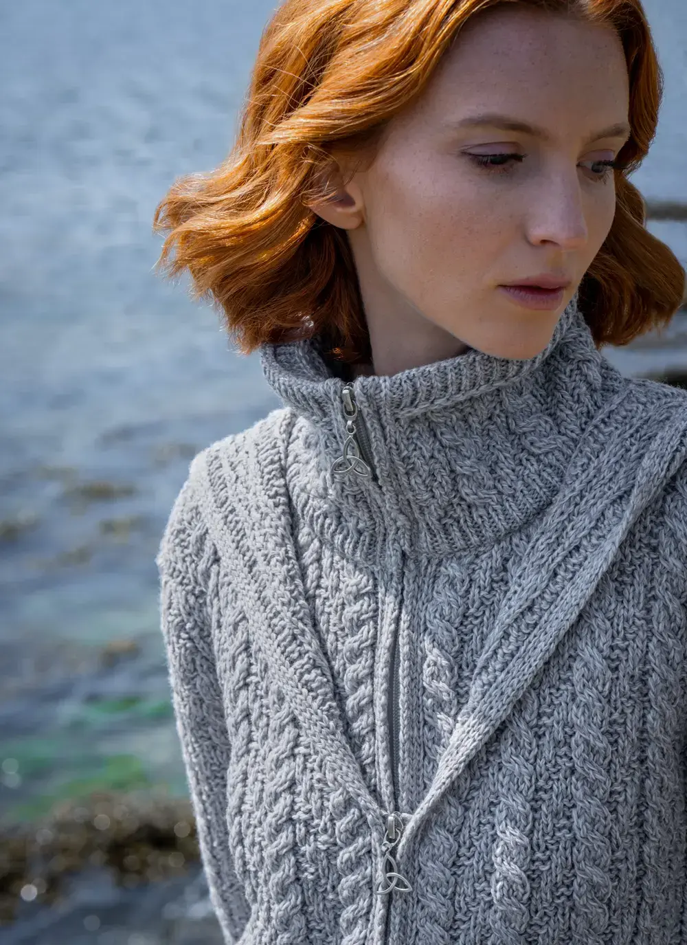 Fiadh Double Layer Hooded Aran Coatigan