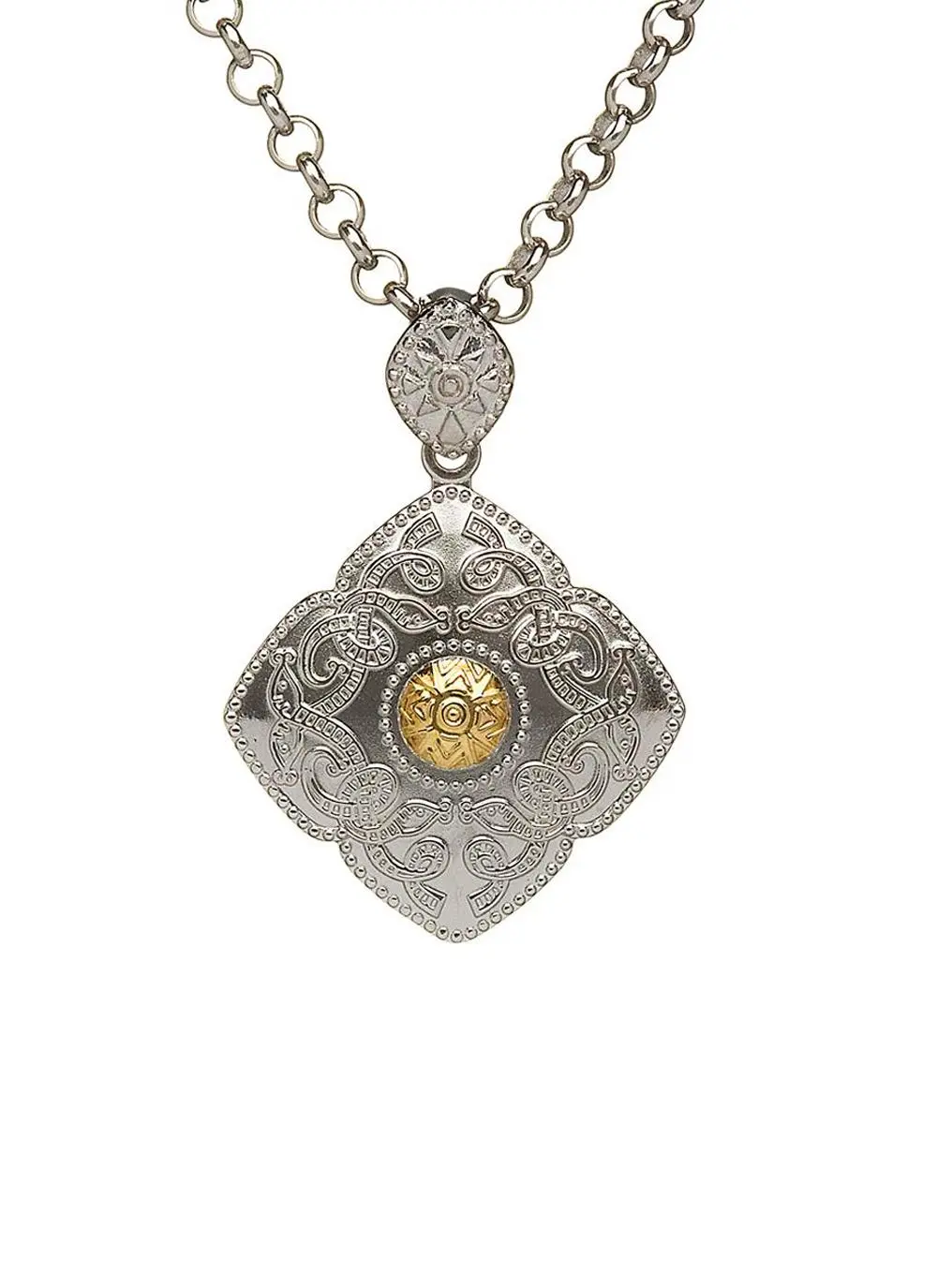 Kite Shaped Celtic Warrior Pendant with 18K Gold Bead