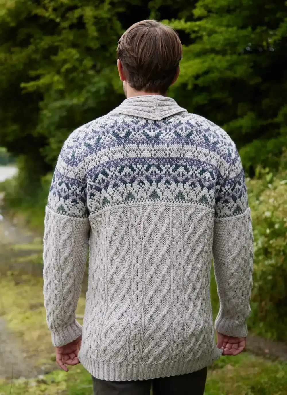 Merino Fairisle Shawl Collar Cardigan