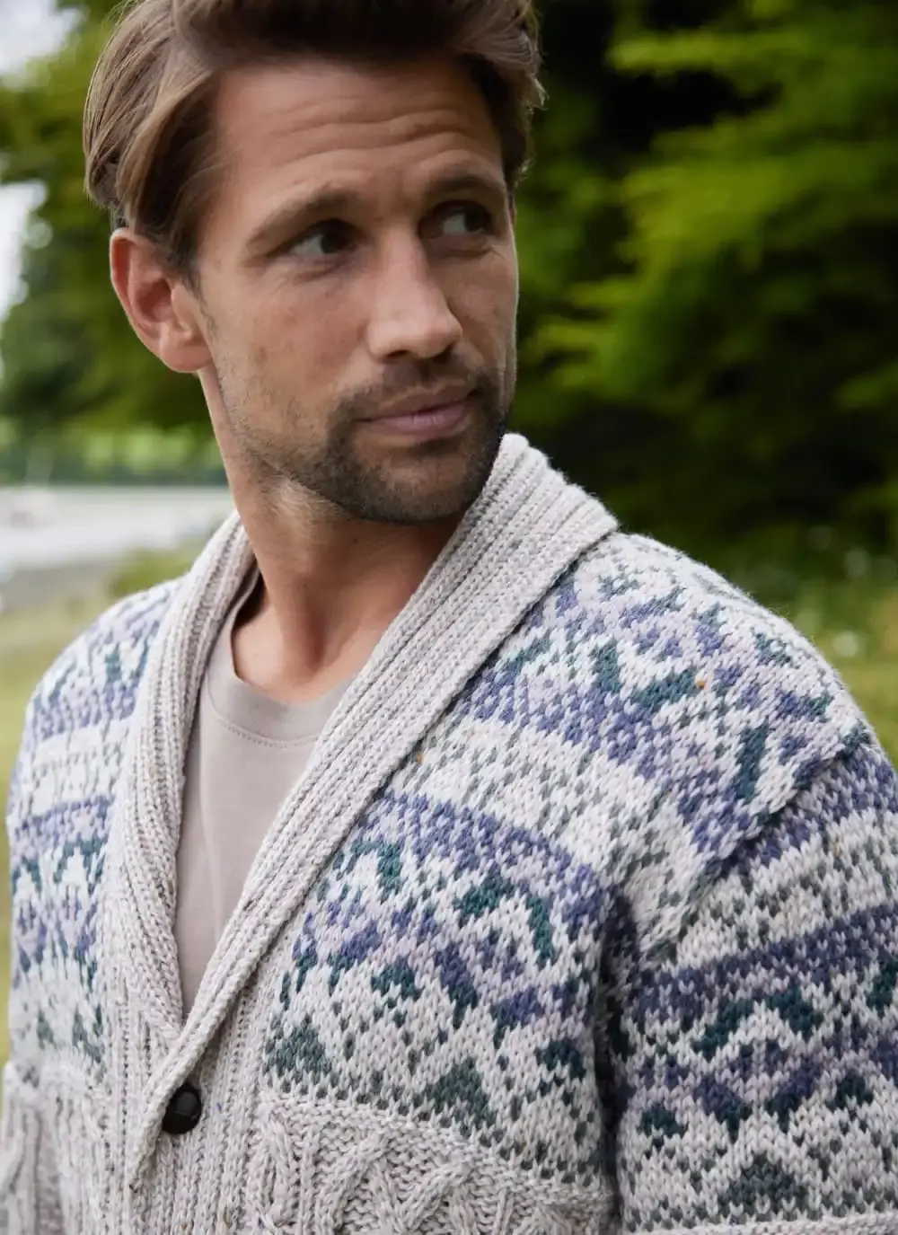 Merino Fairisle Shawl Collar Cardigan