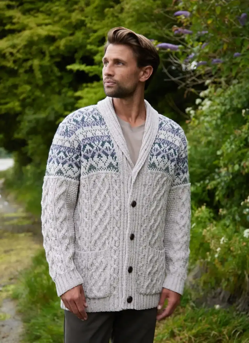 Merino Fairisle Shawl Collar Cardigan