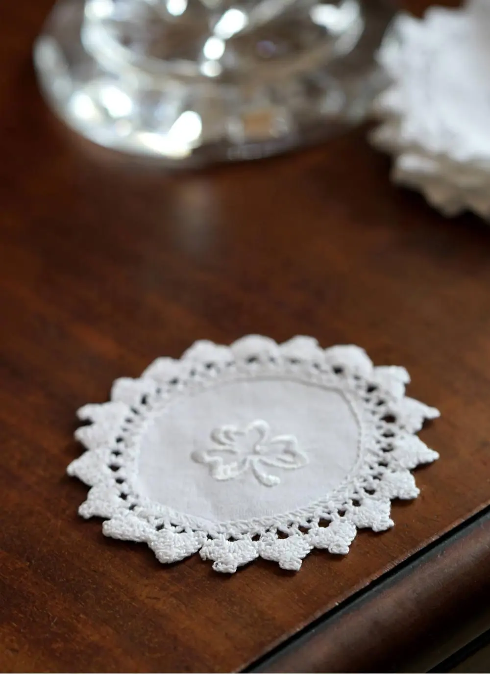 4'' White Shamrock Doily Set of 12