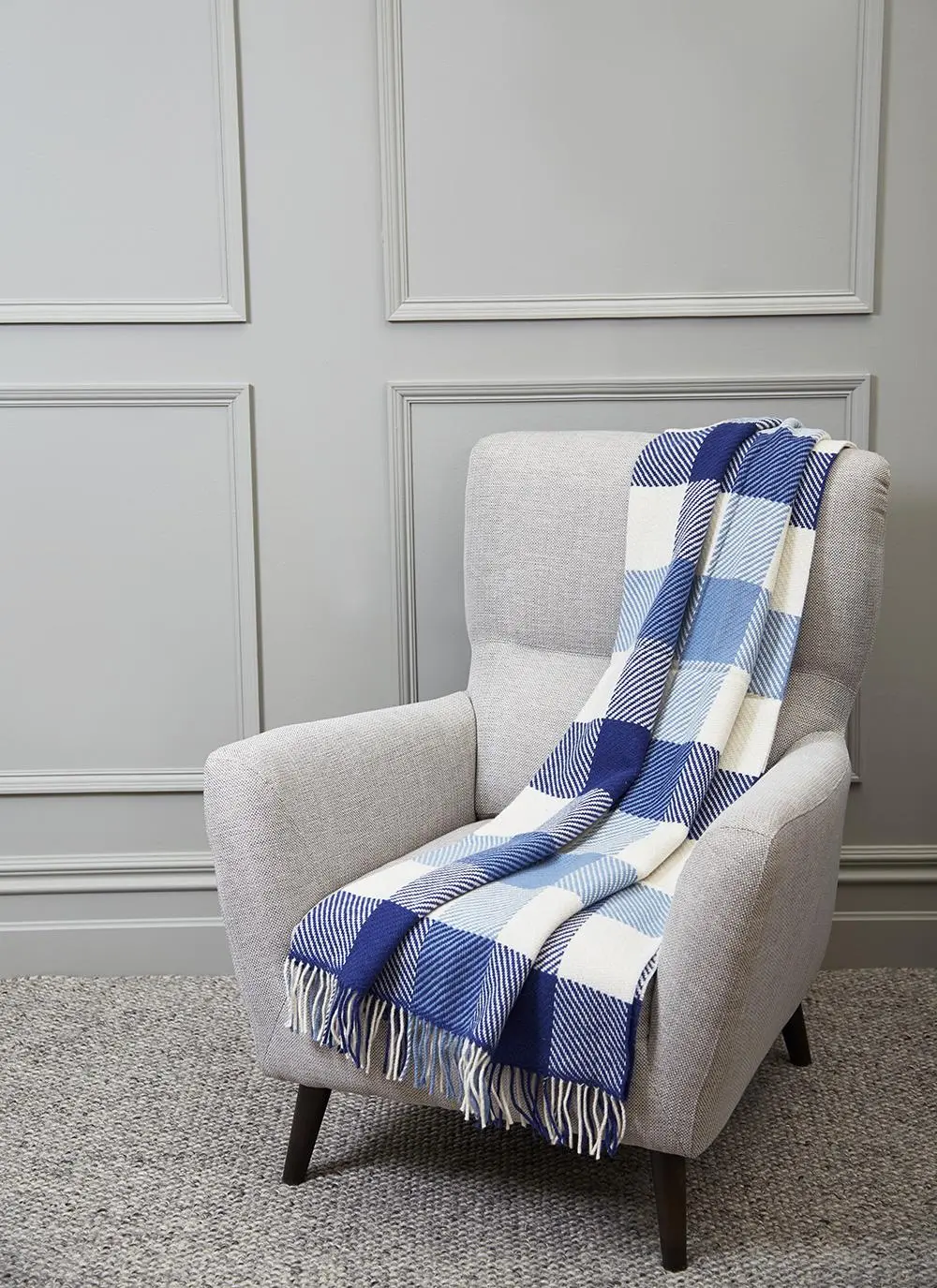 Willow Blue Dublin Check Wool Throw