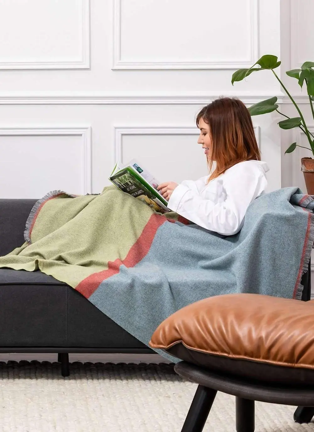 Woodlands Block Stripe Lambswool Throw
