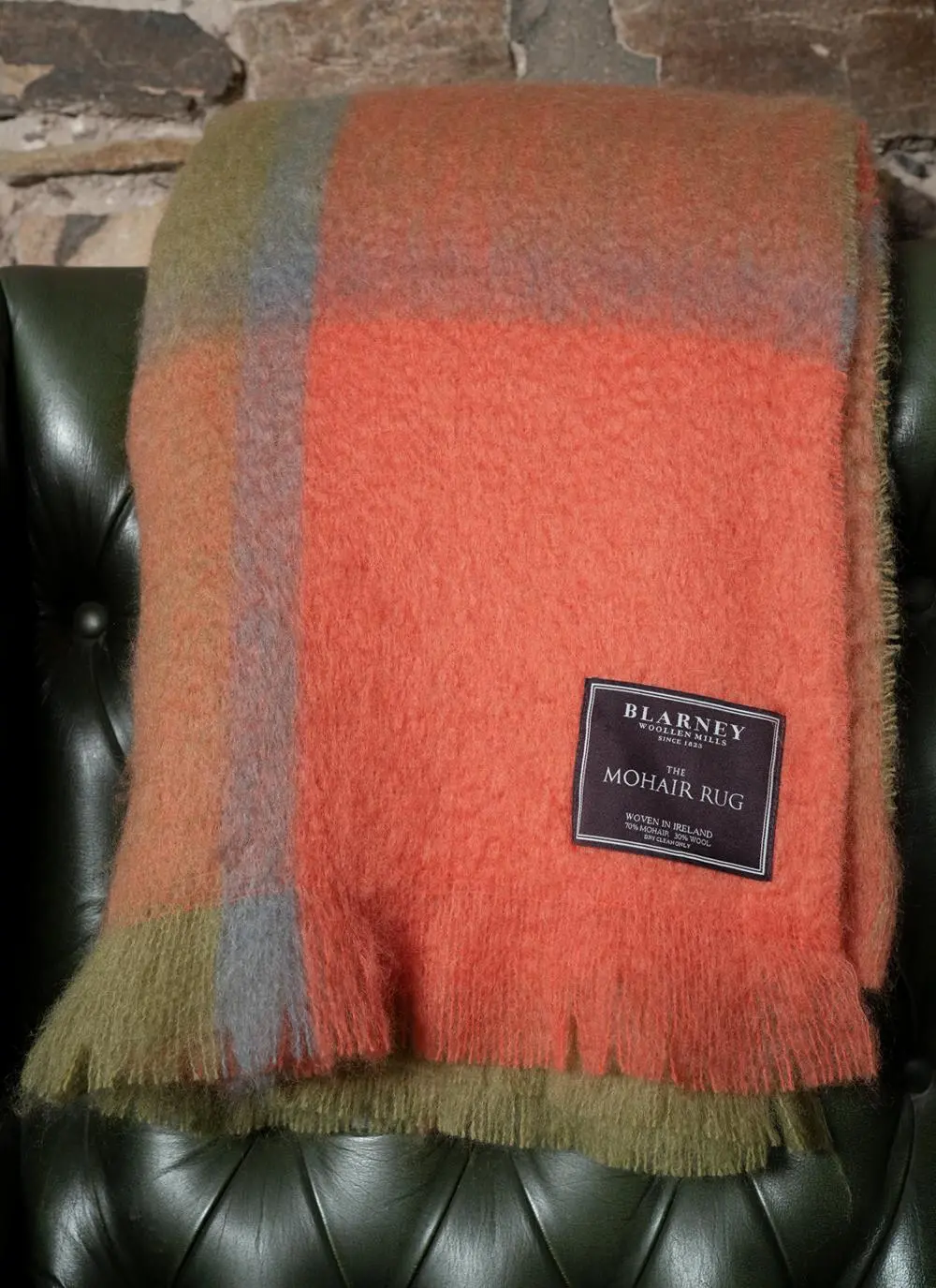 Woodlands Large Check Mohair Wool Throw