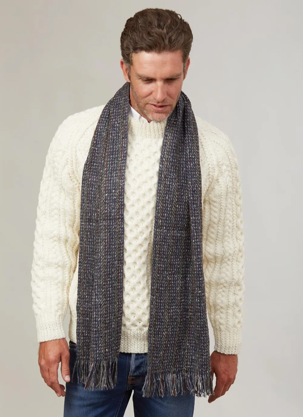 Mucros Wool Cashmere Donegal Tweed Scarf