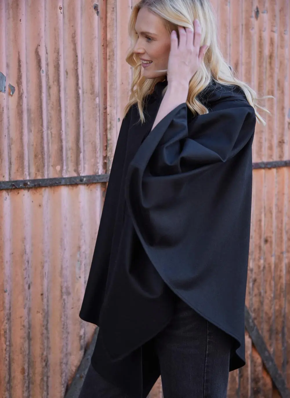 Wool Cashmere Hooded Cape