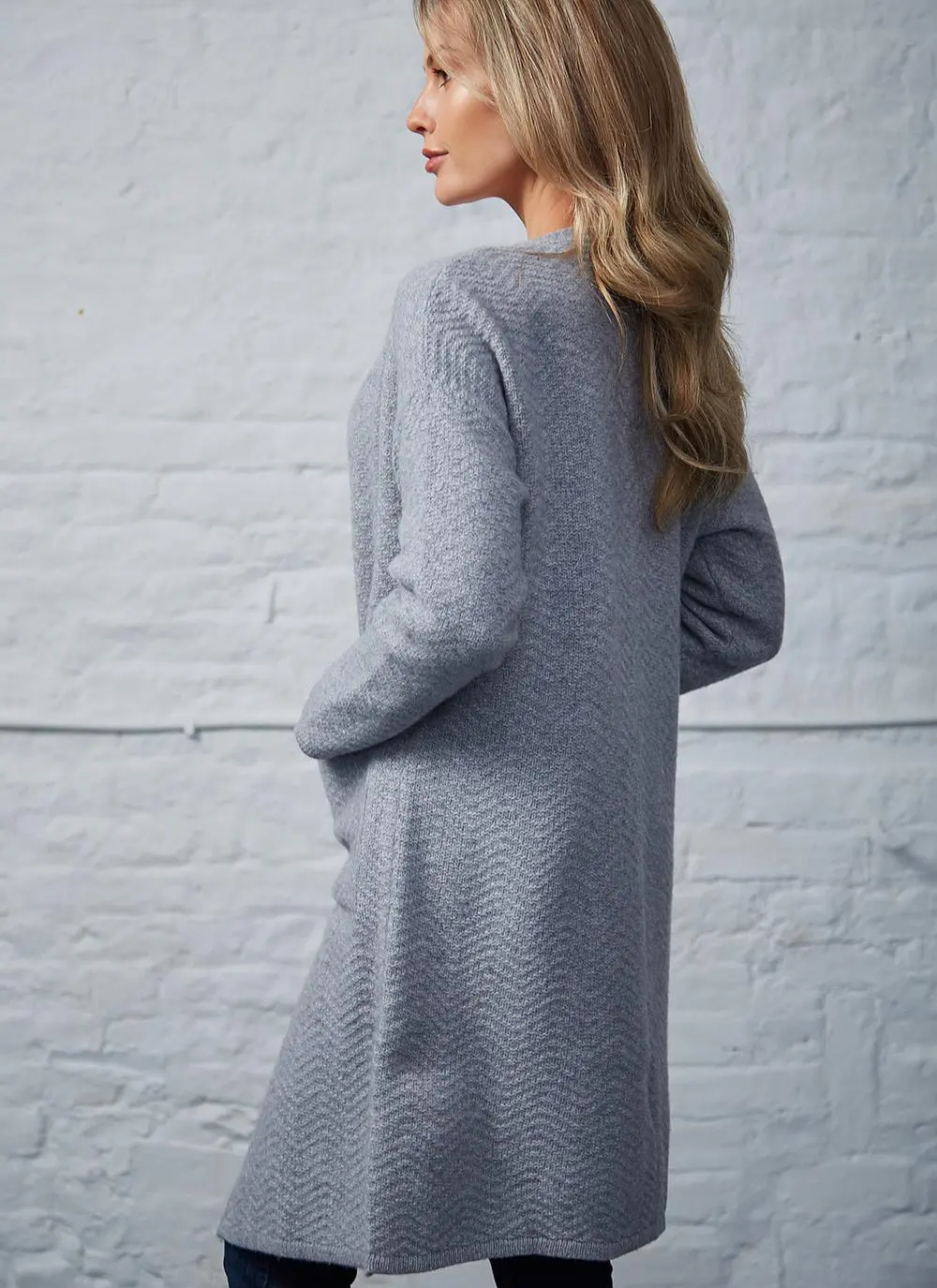 Wool Cashmere Long Open Cardigan