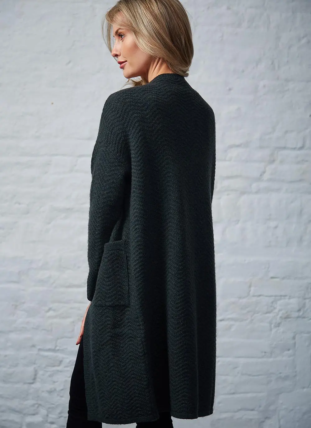 Wool Cashmere Long Open Cardigan
