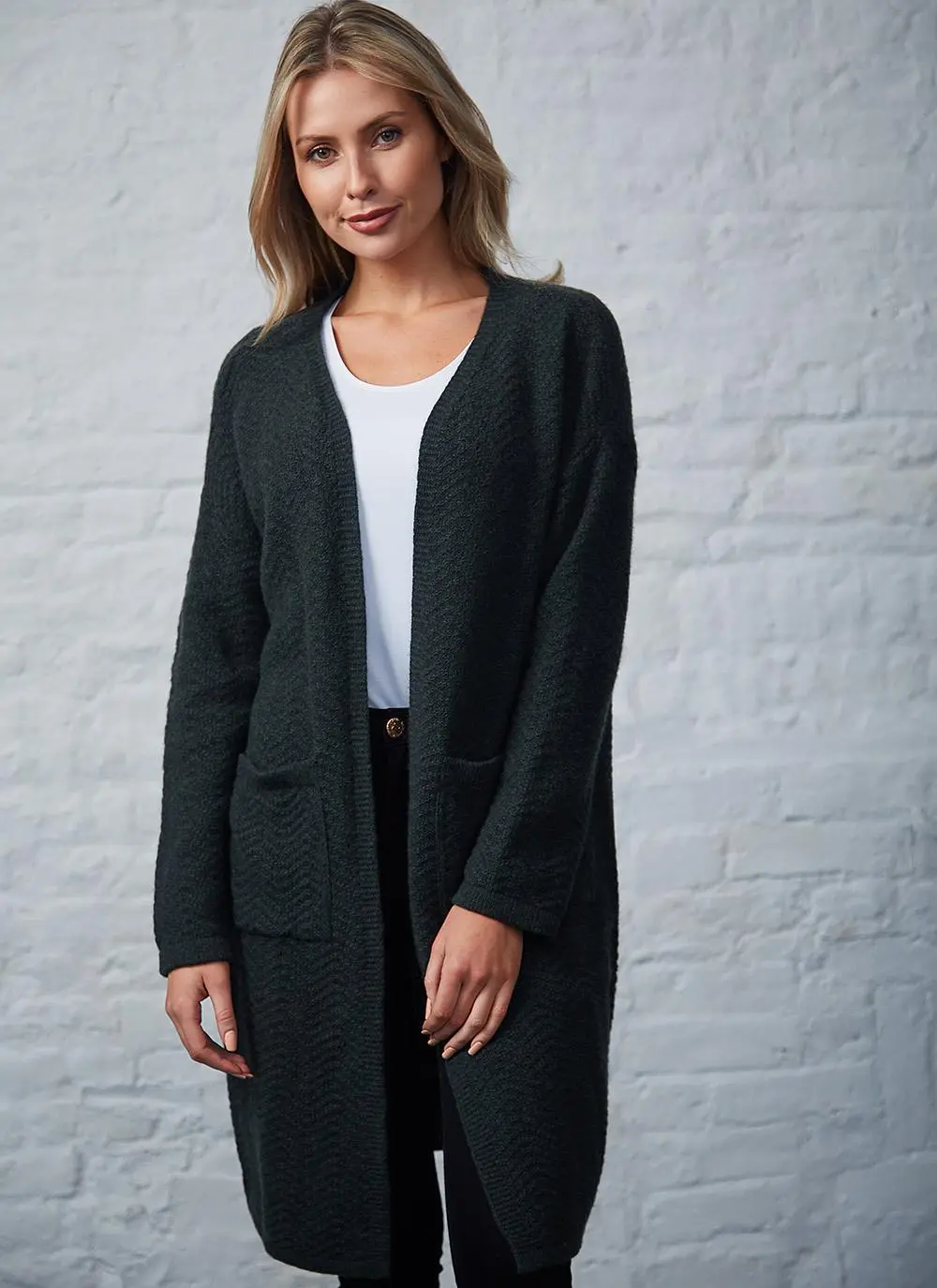 Wool Cashmere Long Open Cardigan
