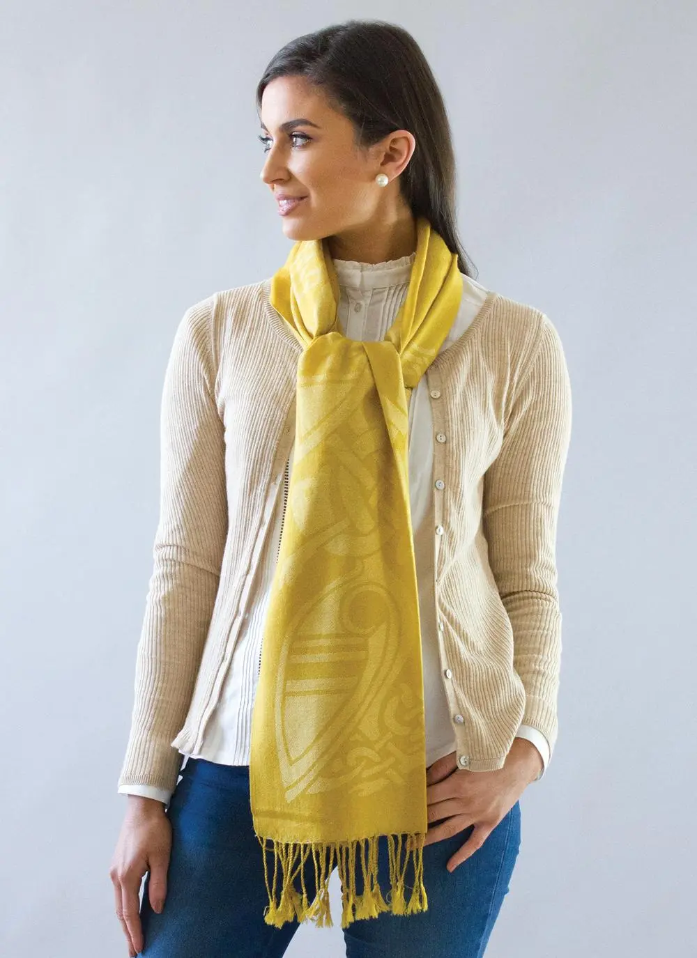 100% Wool Mustard Yellow Celtic Scarf
