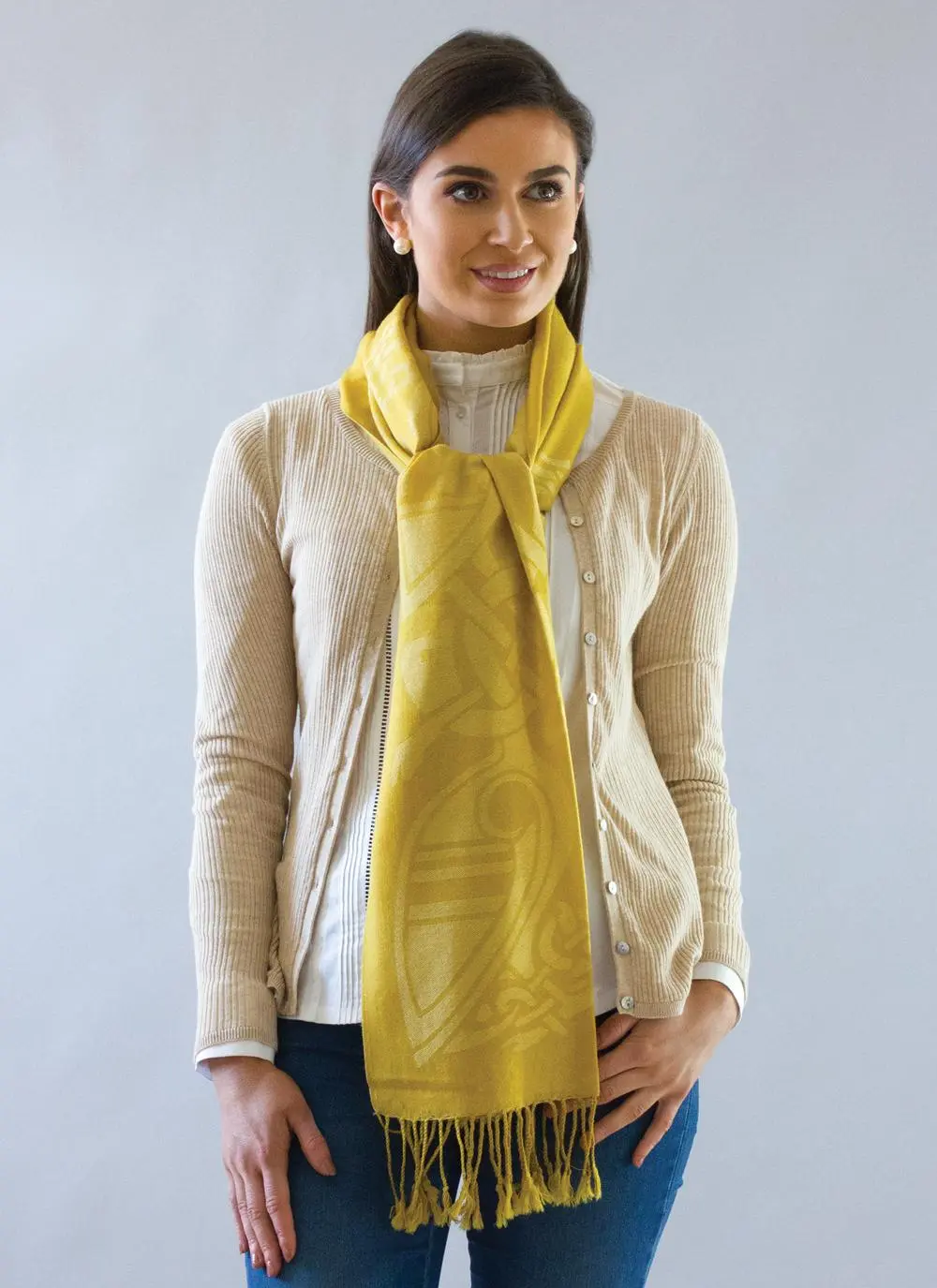 100% Wool Mustard Yellow Celtic Scarf