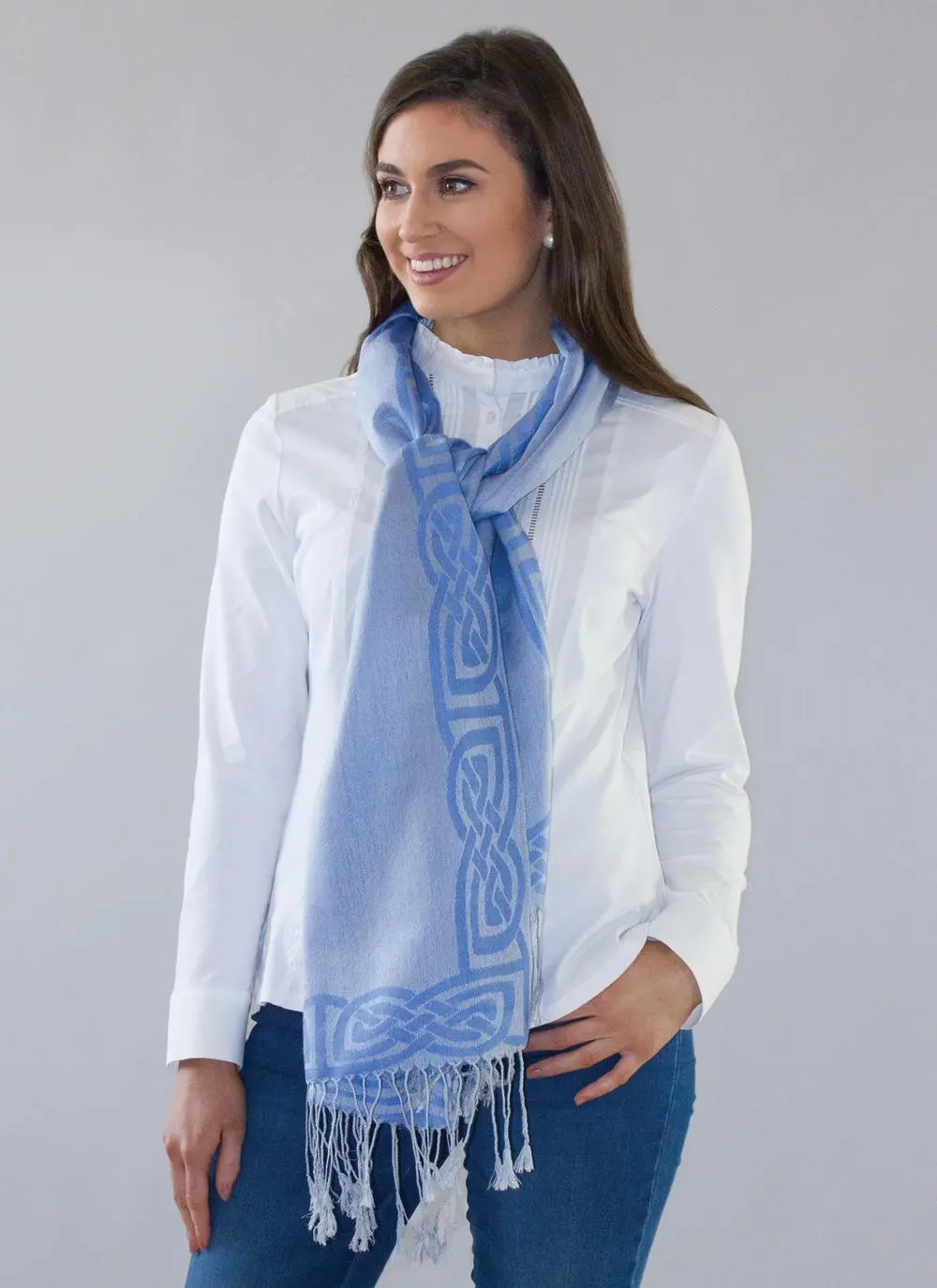 Wool Silk Pashmina Scarf Powder Blue