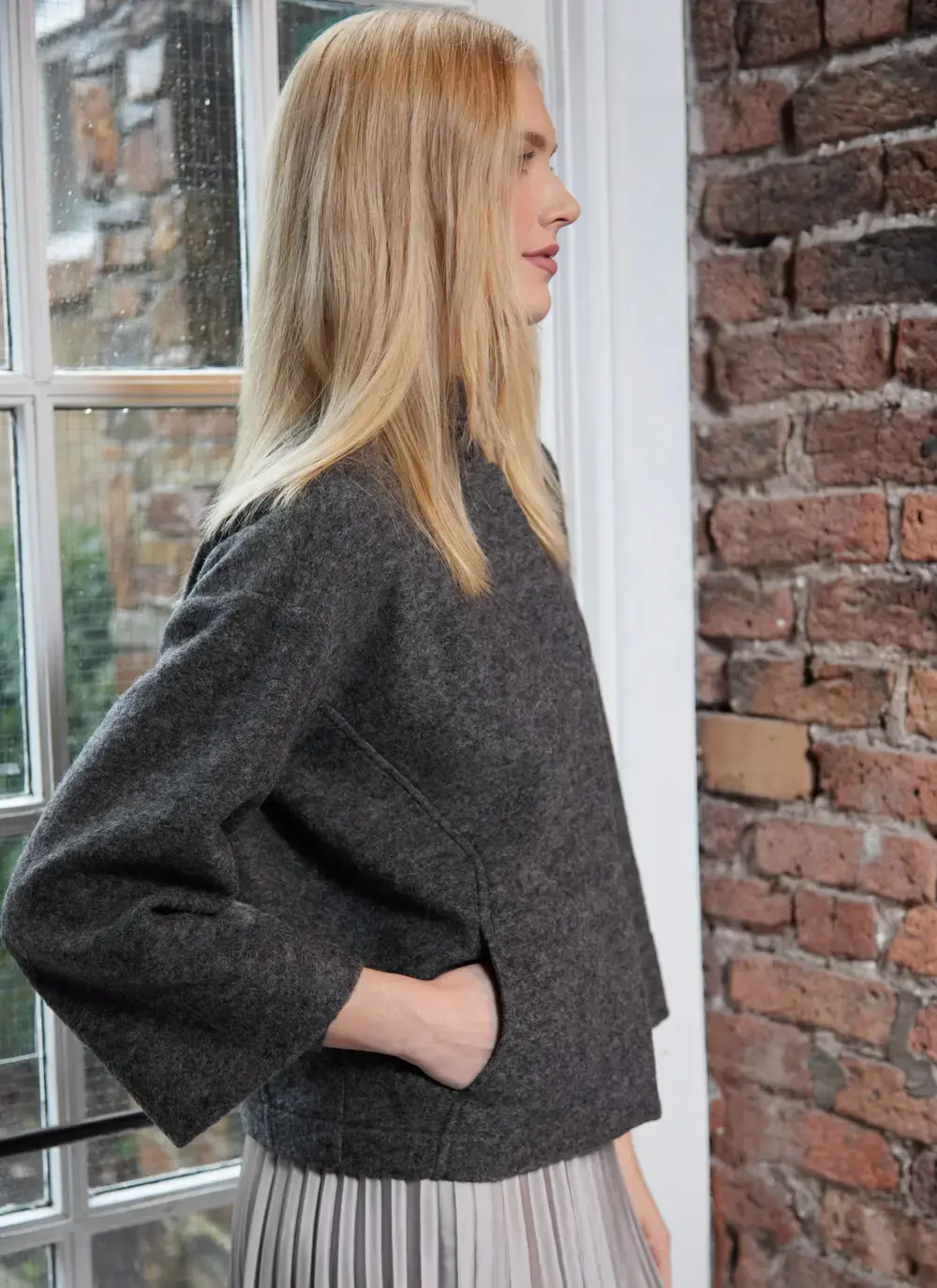 Aideen Wool Poncho Jacket