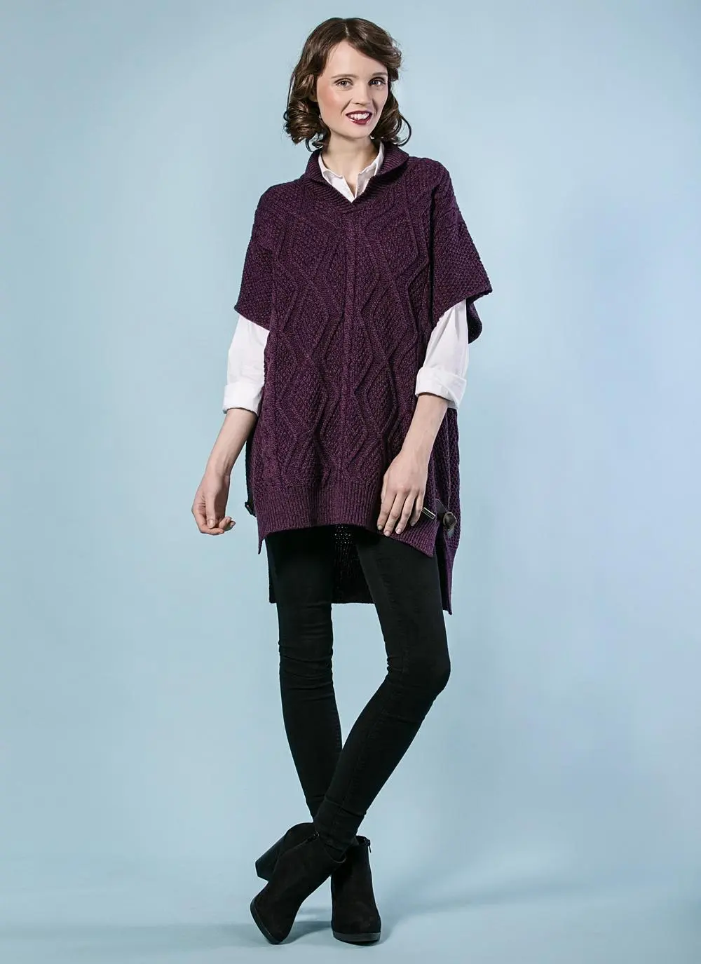 Aoife Wool Cape Purple Marl