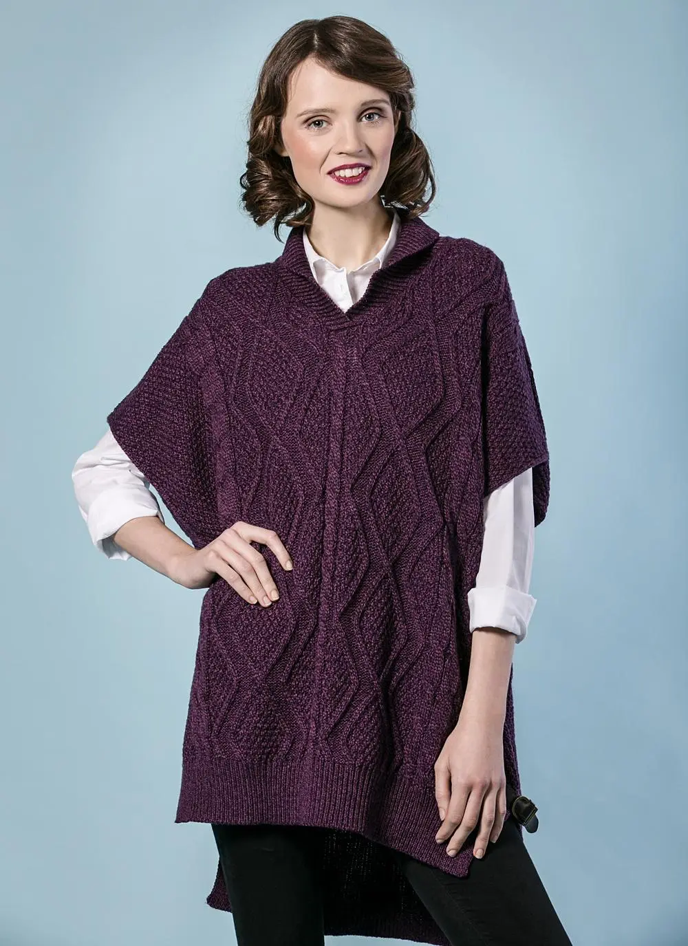 Aoife Wool Cape Purple Marl