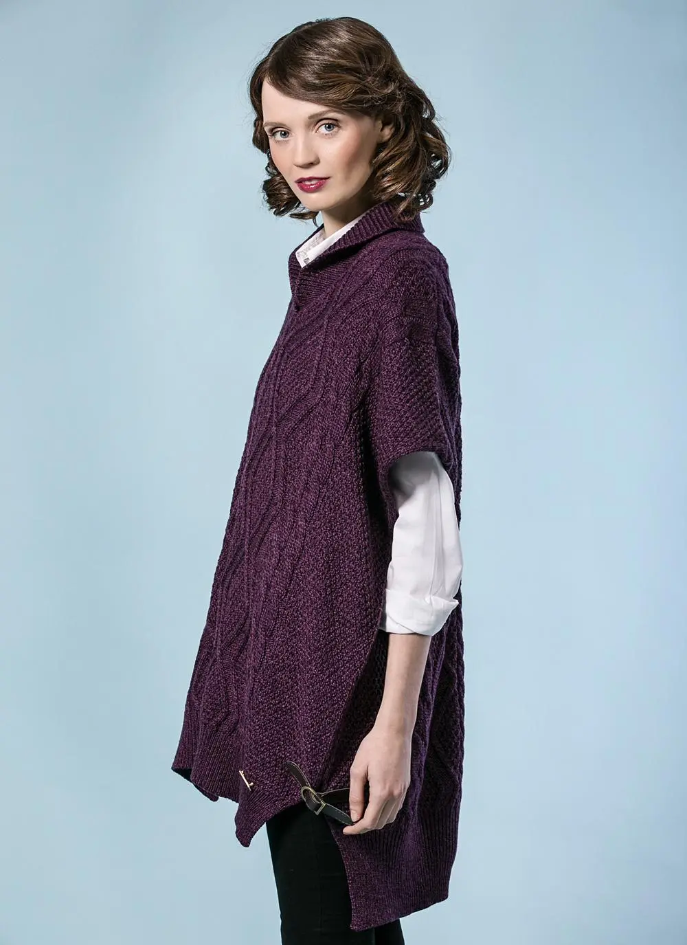 Aoife Wool Cape Purple Marl