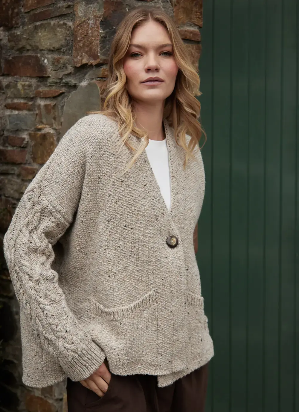 Alpaca Fleck Aran Sleeve Cardigan
