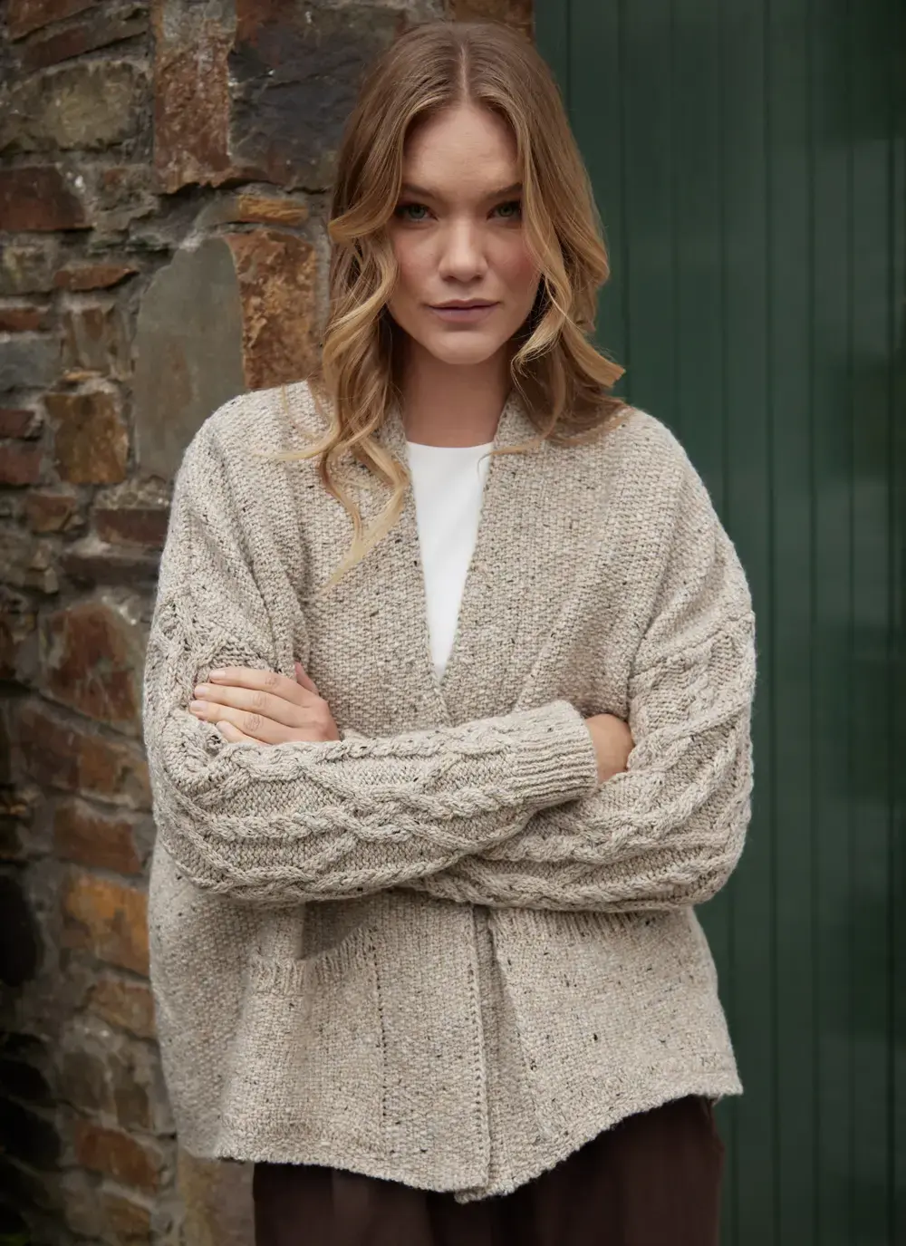 Alpaca Fleck Aran Sleeve Cardigan